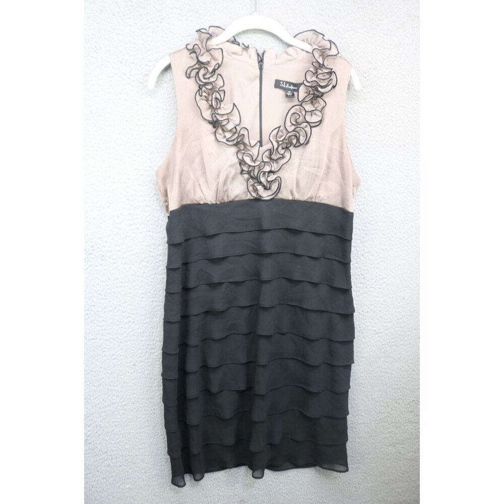 S.L. Fashions Sleeveless Empire Waist Layered Dress-Size 12-Whimsigoth-Ruffles